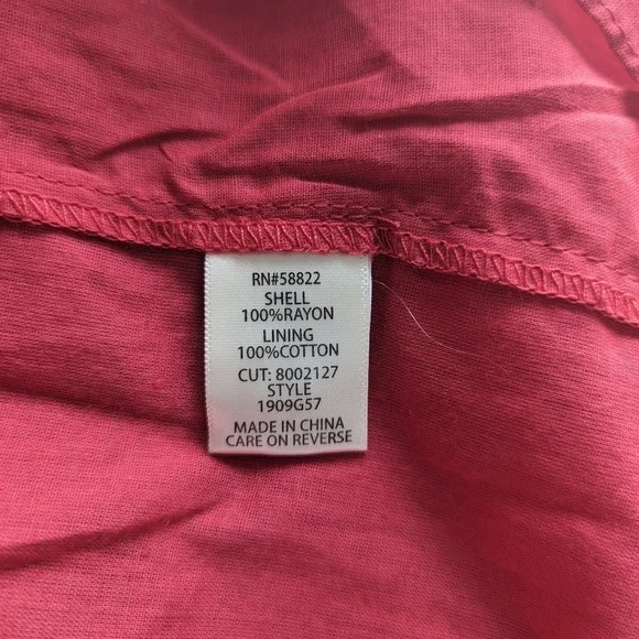 Max Studio Short Puff Sleeve Keyhole Neck Smocked Waist Dress Watermelon - sz XL - Picture 8 of 8